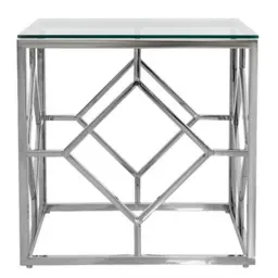  SQUARE TABLE GLASS  W/ STELL 