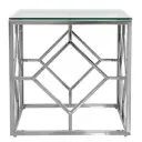  SQUARE TABLE GLASS  W/ STELL 