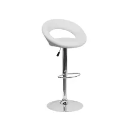 White Leatherette Swivel Bar Stool