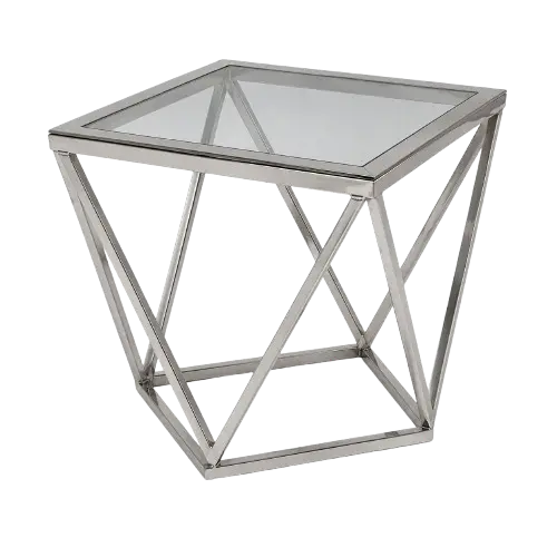 Glass Table Square With Stain Steel Legs