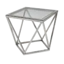 GLASS TABLE SQUARE WITH METAL LEGS