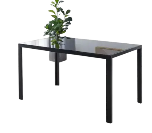 GLASS TABLE WITH METAL LEGS